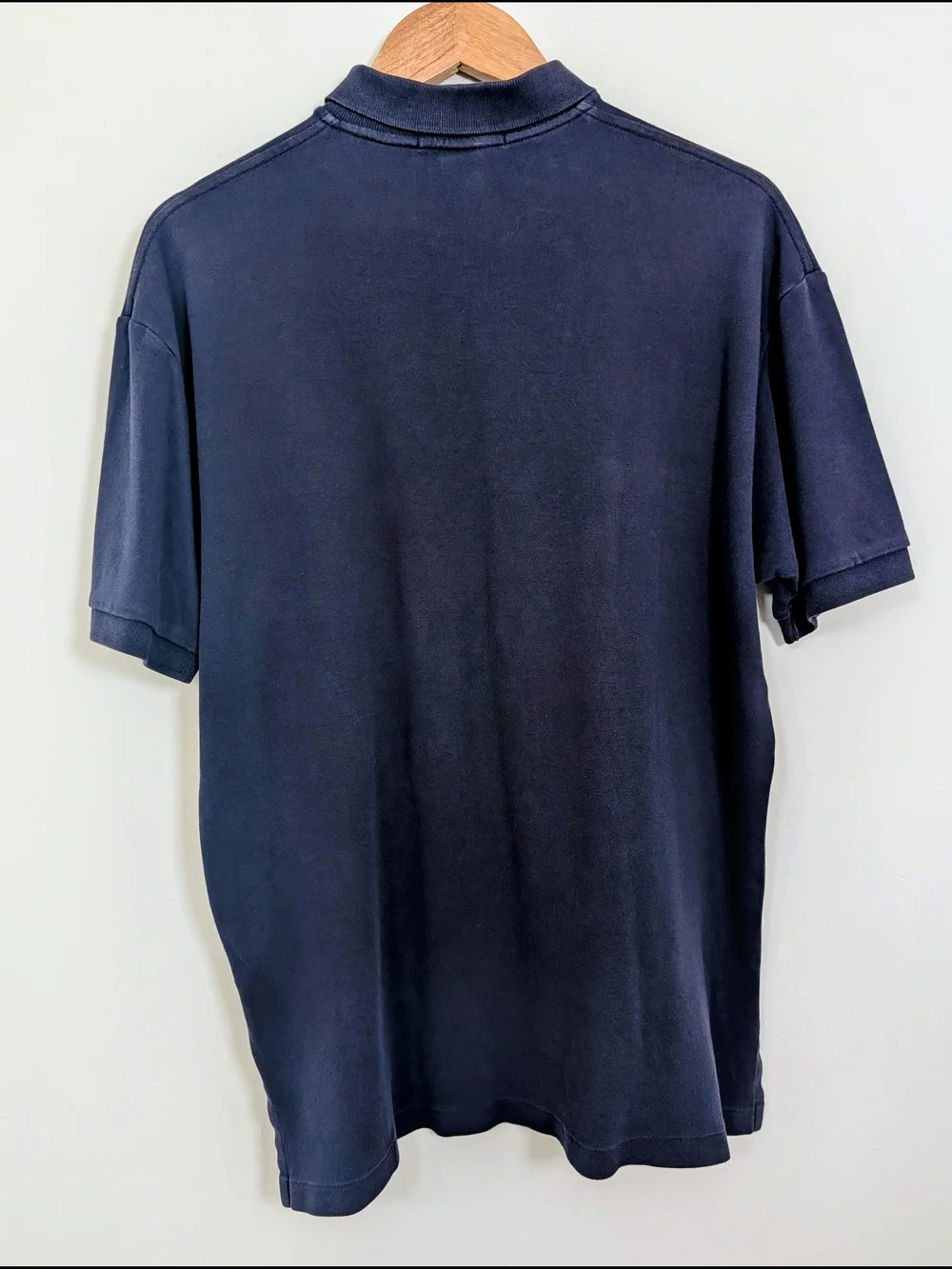 Vintage Polo Ralph Lauren Navy Polo Shirt Red Pony 100% Cotton Men's Medium